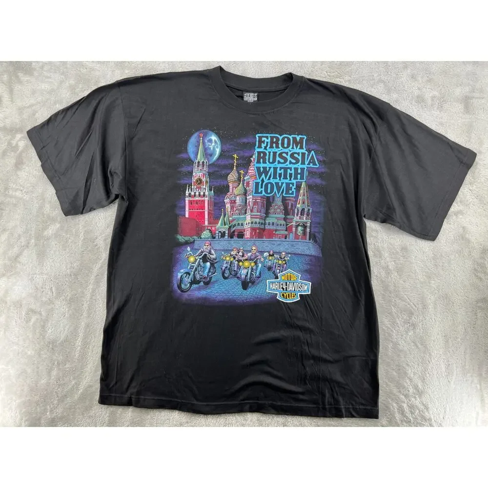 Vintage Style Harley Davidson From Russia With Love Tee XXL Moscow Graphic - Picture 2 of 6